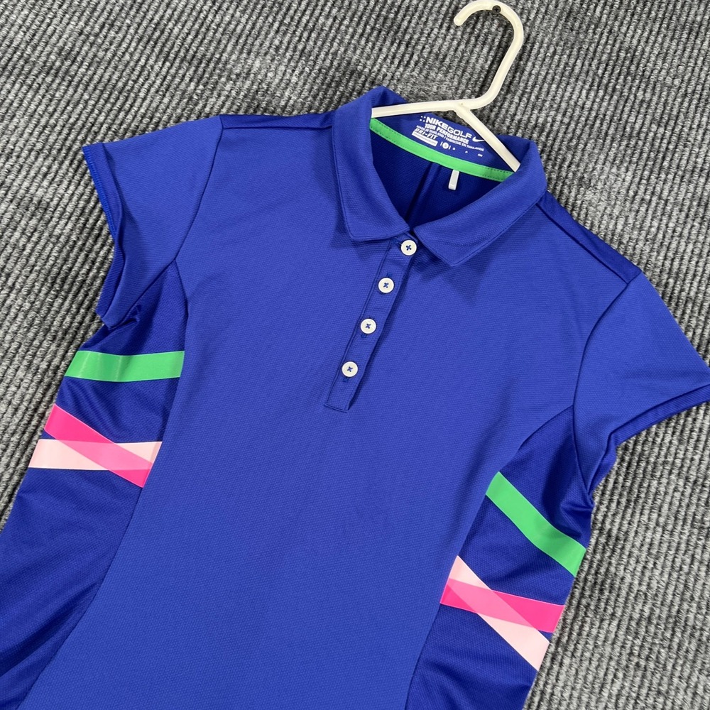 Nike Golf Tour Performance Polo Shirt Womens Small Blue Short Sleeve Dri Fit